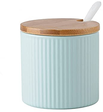 OnePine 300ml/10.56 oz Azucarero, azucarero de cerámica con tapa y azúcar cuchara, diseño clasico, perfecto para el hogar y la cocina