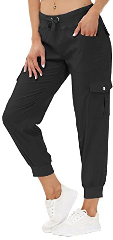 JINSHI Pantalons de Randonnée Femme Cargo Léger Pantalon D'extérieur Été Jogging Travail Taille Haute avec Poches
