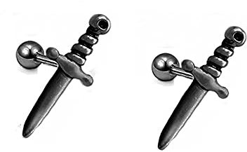 16 g Messer, winzige Knorpel-Tragus-Barbell-Ohrstecker für Damen, Herren, Mädchen, Edelstahl, personalisierbar, Punk, Dolch, Schwert, hypoallergen, Schraubverschluss, Modeschmuck, Geschenke,