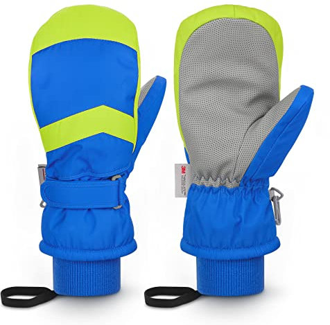 Homord Skihandschuhe Kinder, Wasserdicht Handschuhe Winterhandschuhe für Jungen und Mädchen, Warme Fäustlinge Handschuhe Atmungsaktiv Winter Thinsulate Schneehandschuhe für 3-14 Jahre Kinder
