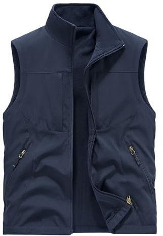 BWBIKE Gilet in Pile da Uomo Giacche Senza Maniche Reversibili da Indossare più Gilet Ispessimento Antivento in Velluto per Esterni Gilet con Zip Intera Morbida,Blu,L
