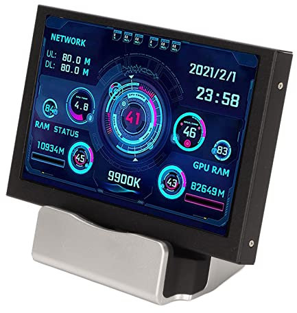 Dpofirs 5 Zoll IPS USB Bildschirm, AIDA64 PC CPU RAM HDD Datenmonitor Typ C Computer Temperaturbildschirm, PC Sensor Panel Anzeige für AIDA64 Temperaturanzeige PC CPU GPU RAM