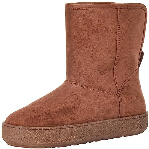 Amazon Essentials Stivale in Shearling Donna, Castagna Micro Scamosciato, 39.5 EU
