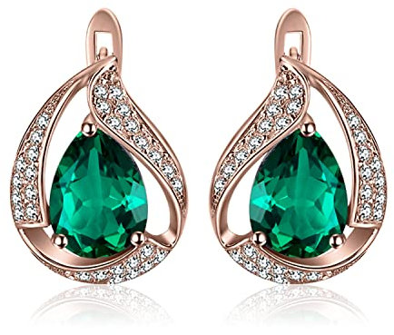 JewelryPalace 3.7 ct Luxus Grün Simulierte Nano Smaragd Ohrstecker Ohrring 925 Sterling Silber Rosé Vergoldet