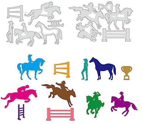 BENECREAT Fustelle Sagoma Equestre, Modello di Stencil per Goffratura in Metallo per Realizzare Scrapbooking di Carta Decorativa Fotografica, 0.08 cm di Spessore