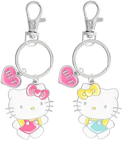 Hello Kitty Sanrio M dchen BFF Schl sselanh nger 2er Set - Imit. Rhodium und Friends Schl sselanh nger Set Offizielle Lizenz, Hello Kitty und meine Melodie, Small