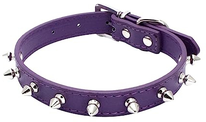 Serijoars Spiked Hundehalsband Stachelig Katzenhalsband PU Leder Verstellbares Haustier Halsband Kätzchen Spiked Halsband (S, Lila)