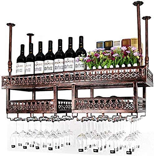 Weinregale Schwimmendes Weinregal, Bar-Hängeregal, höhenverstellbarer Bartheken-Weinkühler aus Schmiedeeisen, zum Aufhängen mehrerer Weingläser. Wandmontierte Weinregale
