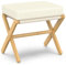 BAMBOOHOMIE Makeup Eitelkeit Hocker, Faltbarer Fußhocker mit Bambus X Beinen, Ottoman Fußstütze Stuhl für Vanity, Moderne Fußhocker klein gepolstert für Wohnzimmer (Natürlich - Beige)