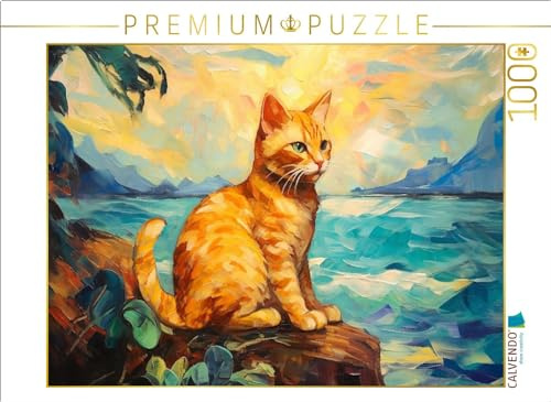 CALVENDO Puzzle Katze Im Stil von Eugene Henri Paul Gauguin | 1000 Teile Lege-Größe 64 x 48 cm Foto-Puzzle für glückliche Stunden