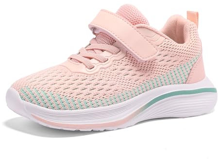 Qciplr Baskets Mixte Enfant Garcon Chaussures garçon Basket Fille Mode Respirant Sport Runing Shoes Respirant Légère Kids Sneakers Rose 33EU