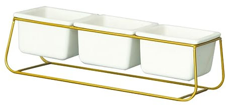 KONTONTY Eisen Blumentopf Ständer Satz Mit Keramik Pflanzen Behältern Für Sukkulenten Balkon Garten Büro Dekoration Modern