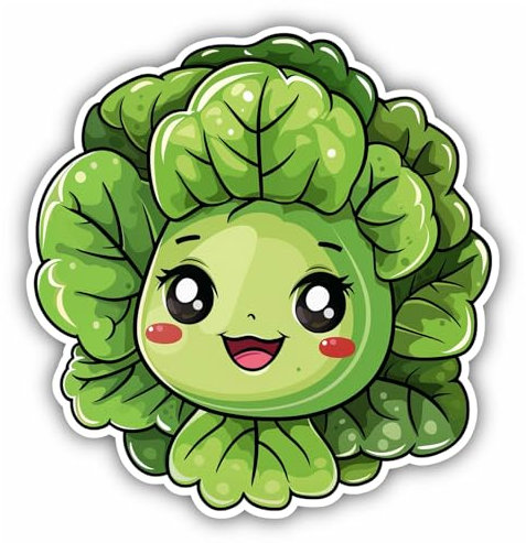 Samunshi® Süßer Kawaii Salatkopf Sticker Anime Autoaufkleber für Motorrad Fahrrad Roller oder Auto Sticker Fahrrad Mtb Mountainbike Rennrad Comic Cartoon Retro Aufkleber 10x10cm