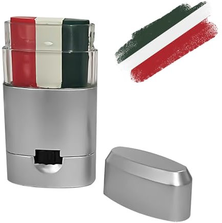 Biglumin Maquillage Couleur tricolore - Bâton de maquillage drapeau tricolore, matchs de football, grands événements, facile à appliquer et à enlever, accessoire de maquillage. Kit supporter Italie.