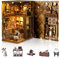 Book Nook Puppenhaus Kit, Book Nook Kit DIY Miniatur Puppenhaus 3D Holzpuzzle Bücherecke Bücherregaleinsatz mit LED-Licht, Bücherregal Dekor Modellbausätze für Erwachsene Kinder (Magic Nighht)