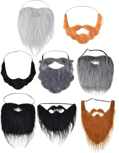 8 Stück Gefälschte Bärte Schnurrbärte,Künstlicher Bart,Falscher Kostüm Whisker,Lustiger Bart Zubehör für Halloween,Party, Weihnachtsfeier