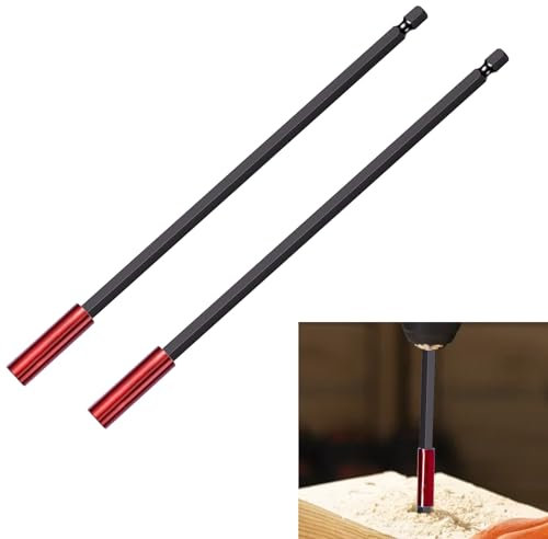 2 PCS 305mm Magnetic Bit Holder, Strong Locking Drill Bit Extension for Impact Driver, 1/4 inch Quick-Change Hex Shank Steel Screwdriver Extension compatible with Milwaukee Bosch Dewalt etc