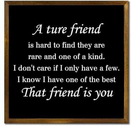 Holzschild mit Rahmen, Aufschrift A Ture Friend Is Hard to Find They Are Rare And One of A Kind.i Don't Care If I Only Have A Few, Holzrahmen, 17,8 x 17,8 cm