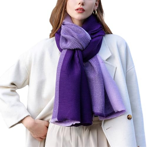 HGKPFGTG Damenmode Schal, Langer Kaschmirschal, Superweicher Strickschal Für Büro Und Hochzeit,Lila,M