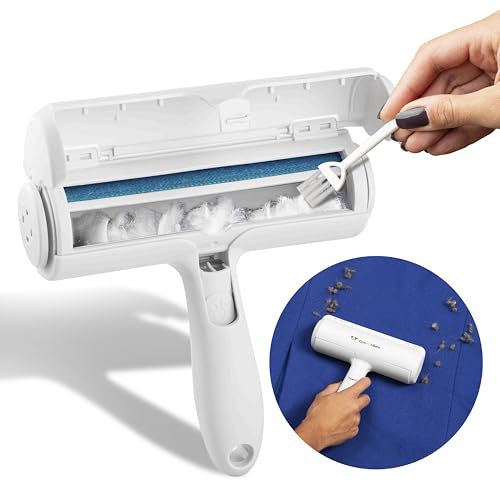 Wiederverwendbare Tierhaarrolle + Haarentfernungspinsel - Selbstreinigende Anti-Haar-Bürste für Kleidung, Sofa, Teppich - Waschbarer, magischer Beulenfänger - Ideal zum Sammeln von Katzen