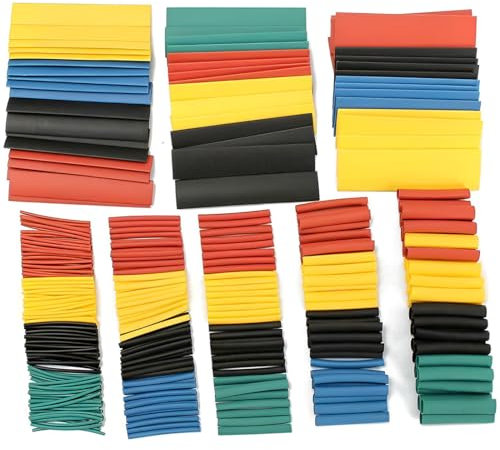 KOLZEMV Gaine Thermorétractable, 164 Pièces Gaines Thermorétractables avec Ratio 2:1, gaine thermorétractable, Fil Electrique Kit de Tube de Câble Thermorétractable D'isolation Électrique avec Boîte