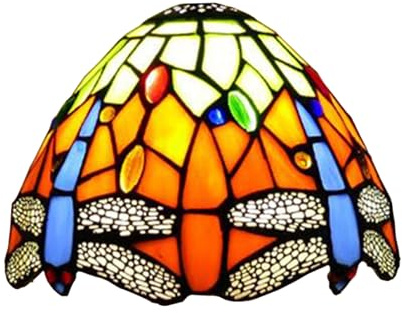 BOTOWI Tiffany Lampenschirm 8 Zoll breites Zubehör Ersatz, nur 20 cm Libelle Buntglas Lampenschirm, Vintage Lichtabdeckung für Tischlampe Pendelleuchte,Orange