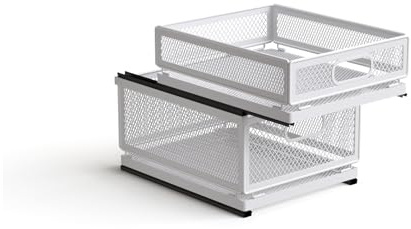 Ausziehbare Schublade KüChe, Schrankauszug Teleskopschublade, Küchenschrank Korbauszug, Kein Bohren und Nageln Erforderlich KüChenschublade (,) (Doppelschicht, 30 cm T x 24 cm B x 25,5cm H)