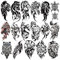 77 Feuilles Tatouages ​​Temporaires, 17 Feuilles Tatouages ​​​​Demi-Bras Tribaux Lion Hibou Loup Tortue pour Adultes Hommes Femmes, 60 Feuilles Petits Tatouages ​​​​pour Garçons Filles Enfants Fête