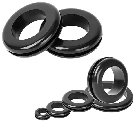Ctyjia 20 PCS Rubber Grommets, Hole Diameter 12mm, Mounting Diameter 15mm, Rubber Hole Plugs, Black Electrical Cable Gaskets, Wiring Gasket Ring
