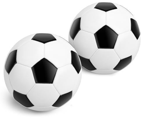 INPODAK 2-Pack Größe 2 Klassische Schwarz-Weiße Fußbälle Mini-Fußball für Kinder im Alter von 1-6 Jahren, Fußballgeschenke für Jungen und Mädchen, Kleine Bälle für Garten, Außenbereich