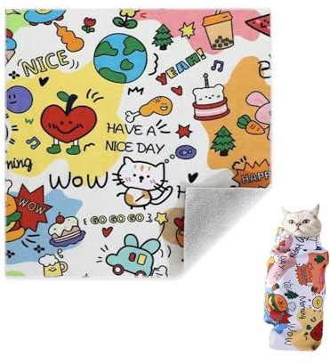 MSLSOZ 1 écharpe pour chat pour couper les griffes, sac de toilettage pour chat, écharpe pour chat pour couper les ongles, auto-adhésive, anti-morsure, nettoie vos oreilles, outil multifonction pour