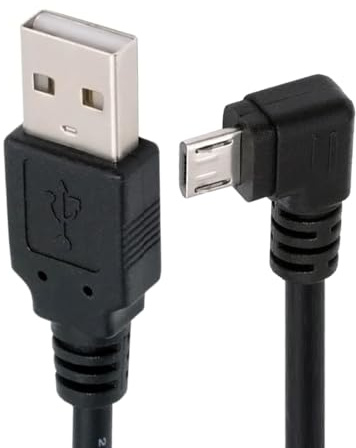 CY Câble d'extension de charge Câble coudé à gauche à 90 degrés Micro USB 5 broches vers USB 2.0 Type-A Câble de charge de données pour téléphone tablette appareil photo (50 cm)