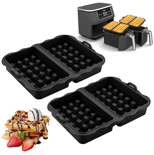LUOJINYI Waffeleinsatz Heißluftfritteuse Zubehör, 2 Stück Waffeleinsatz Ninja Airfryer Zubehör, Kompatibel mit Ninja AF300EU, AF400EU, AF451EU, SL400EU, und AF500DE, Waffeleisen Silikonform Zubehör