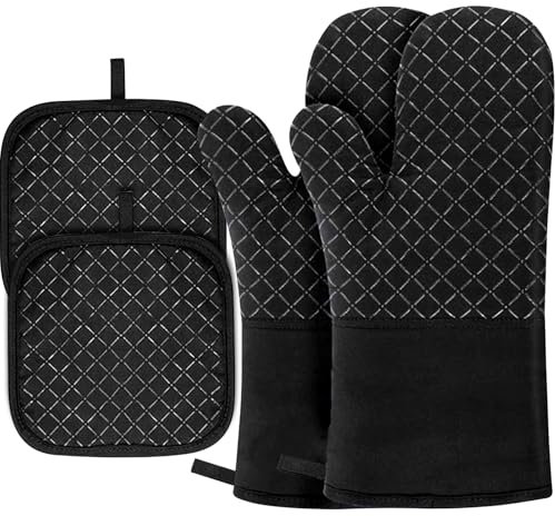 4er Set Ofenhandschuhe, Topflappen Handschuh, Hitzebeständig bis 300°C, Topfhandschuhe, Ofenhandschuhe Hitzebestaendig, rutschfeste Topfhandschuhe, rutschfeste, ideal für Küche, Backen, Grillen