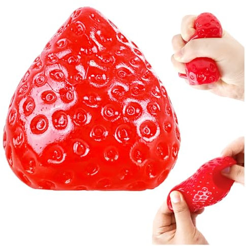Juguetes para aliviar el estrés, Fresa Squishies Juguete de Fruta Juguetes Antiestrés Squishy Kawaii Taba Squishy Juguete para Apretar con Fresa Juguete Suave de Alivio de Estrés para Niños Adultos