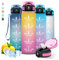Gourde, Gourde 1l, Gourde Sport, Anti Fuite, Gourde Graduée pour 1 Journee, Facile à Nettoyer, Gourde Motivation, Gourde Adulte avec Marqueur de Temps, pour École, Camping, Bureau, Yoga, Randonnée
