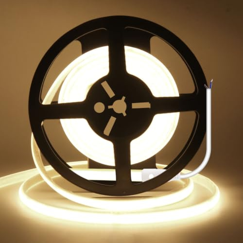 Wisada 220V Neon Streifen Selbstklebend Innen, Schnitt alle 10cm, 2-adrig Anschluss an AC 230V COB LED Band, 240LEDs/m Flexible Superhell LED Lichtband für Weihnachten(Naturweiß,50m)
