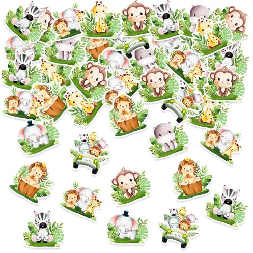 ParPix 100 Stück Streudeko Dschungel Kindergeburtstag, Groß 5cm Dschungel Konfetti, Dschungel Tischdeko, Waldtiere Streudeko, Dschungel Geburtstag Deko Confetti Junge Mädchen, Dschungeltiere Confetti