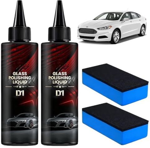 OIXYA D1 glass polishing liquid, 150 ml x 2 glaspolitur gegen kratzer im glas, kratzer entferner auto - Verbessert Klarheit und Sichtbarkeit, Verbesserte flüssige Autopolitur