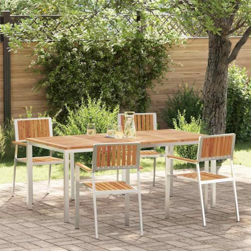 Frdhee Outdoor Tisch Terrasse Esstisch Balkontisch,Garten Essgruppe 5 pcs Braun Akazie Massivholz,Balkontisch Für Garten,Terrasse,Einfach Zu Montieren,Einfach Zu Warten