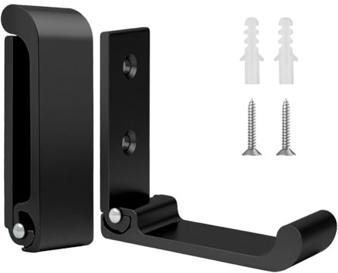 flintronic 2 Stück Kleiderhaken Wand, Platzsparende Garderobenleiste | Umklappbaren, Wandgarderobe, Hakenleiste Garderobe, Garderobenhaken, Hakenleiste Kleiderhaken für Jacken Schals (Schwarz)
