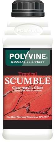 Polyvine Tropical Scumble Glaze – Clear Acrylic Glaze for Hot Environments 21°C+ - Oil-Look Decorative Water-Based Translucent Medium for Colourwashing, Marbling & Stippling – 1 Hr Working Time, 500ml