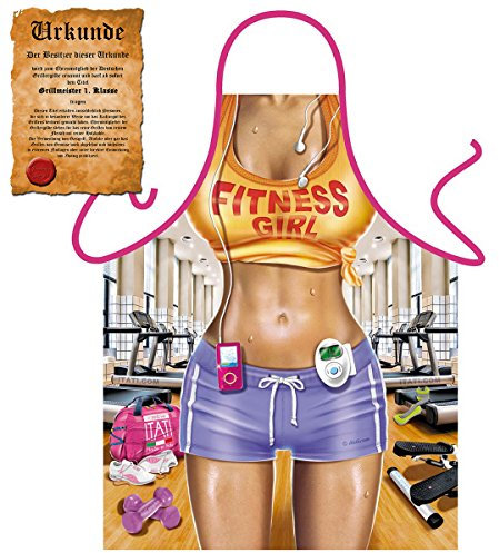Sexy Grillschürze ! Top Scherzartikel zum Geburtstag, für Partys, Karneval,…: Fitness Girl !! GRATIS Urkunde dabei !!