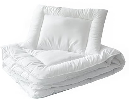 MICROFIBRA Baby Junior Steppdecke 120 x 150 cm + Kissen 40 x 60 cm – Kinderbett, Kinderbett, Jugendbett, Einzelbett, funktional und hygienisch, leicht, weich, strapazierfähig, löst keine Allergien aus.