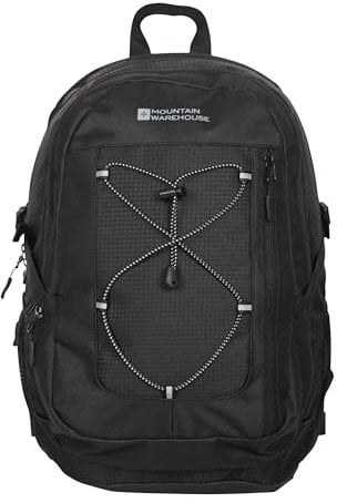 Mountain Warehouse Peregrine 30L Backpack - Ripstop Daypack - For Travelling, Festival Black