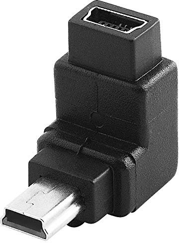 BestPlug 2.0 USB Adapter Verbindungsstück nach unten gerichtet, Mini USB B-Stecker männlich auf Mini USB B-Buchse Kupplung weiblich 90° abgewinkelt, High Speed, Schwarz