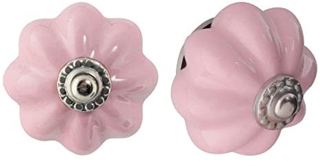 Nicola Spring Ceramic Cupboard Drawer Knobs - Solid Vintage Design - Pink - Pack of 12