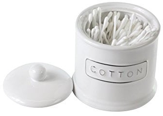 GOLDBEARUK Cotton Bud Jar Ceramic Classic Style for Cotton buds and Cotton wool