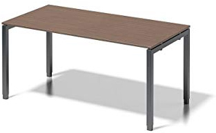 BISLEY Cito Schreibtisch, 650-850 mm höheneinstellbares U-Gestell, Metall, Wn334 Dekor Nußbaum, Gestell Anthrazitgrau, 80 x 160 x 85 cm
