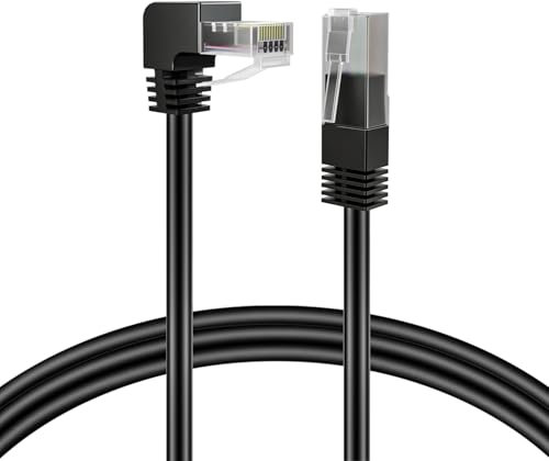 TNP Cat6 Ethernet Cable (Right Angle Down, 10 FT) - RJ45 90 Degree Network Connector 500 MHz 10 Gigabit Gold Plated Patch Plug Wire LAN Cord For PS4 Fire-Stick Xbox One Smart TV Gaming & Computer